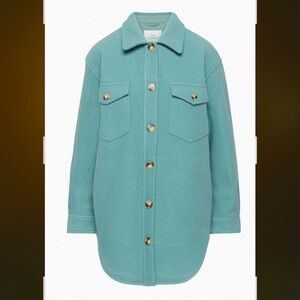 Aritzia Wilfred Ganna Turquoise Shirt Jacket Oversized size small NEW WITH TAGS